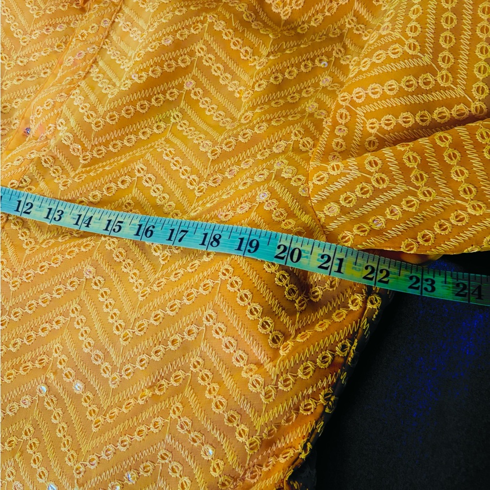 Vibrant Yellow Embroidered Handmade Luxury Kurta - Size 42 - Picture 15 of 15